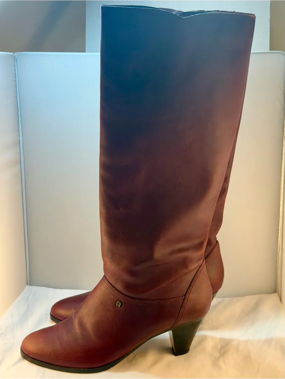 Vintage Etienne Aigner Burgundy Knee-High Leather Boots